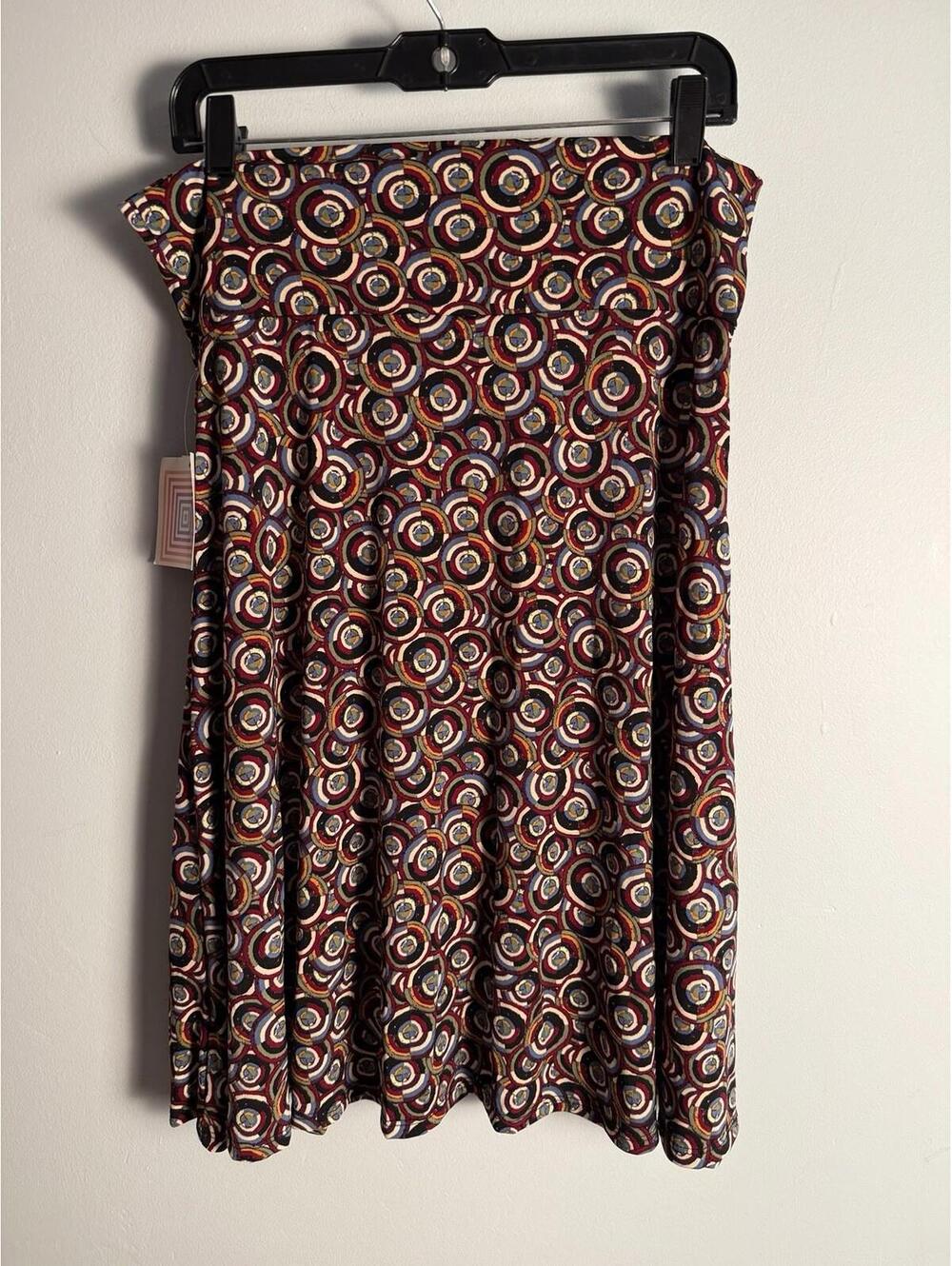 LuLaRoe Azure Skirt Blue Green Circles A-Line Yoga Waist Knee Length Large NWT A - Picture 5 of 8